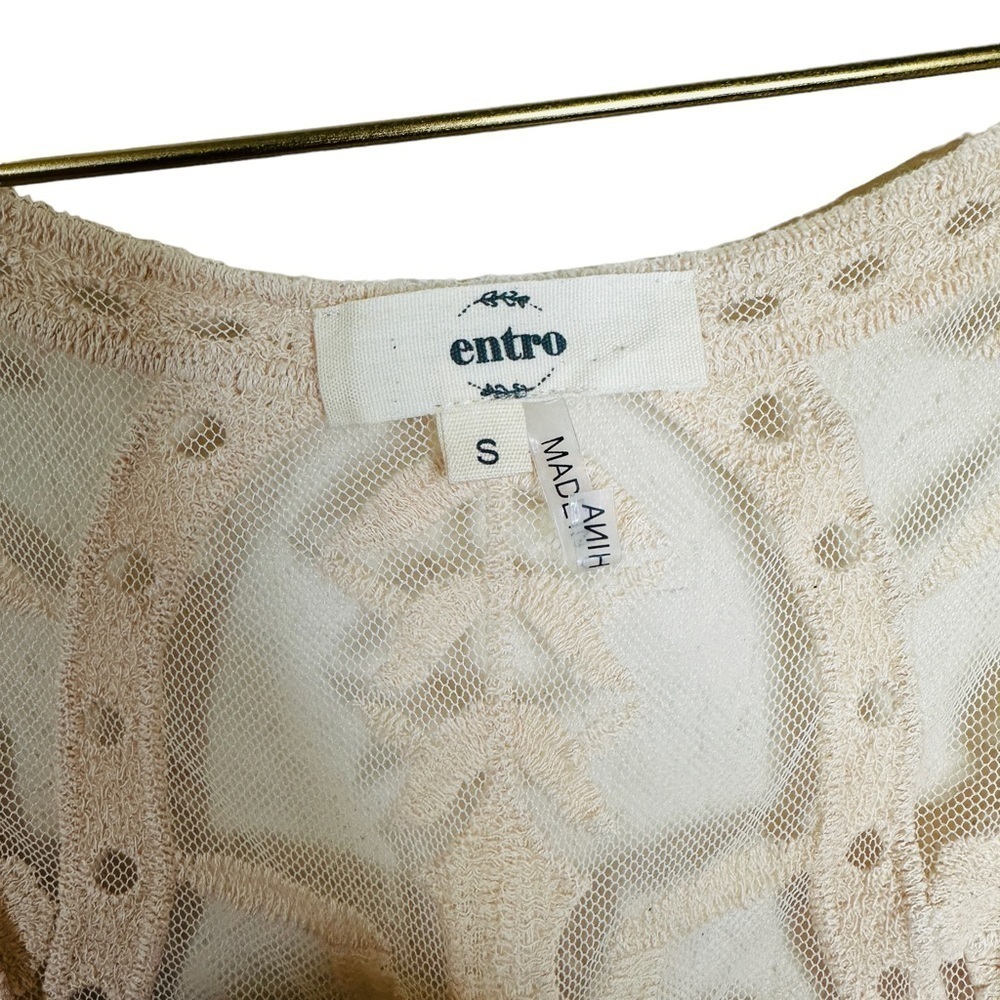 Entro Robe Women's Small #J9083 V-Nk Bell Slv Ivory Floral Lace Nylon/Cotton - Picture 7 of 9